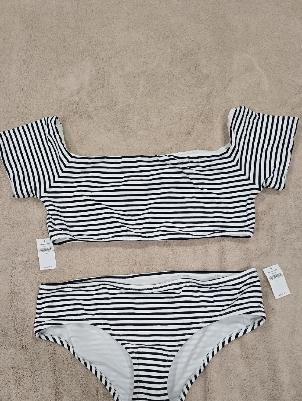 GAP Striped Black & White Two-Piece Bikini Set